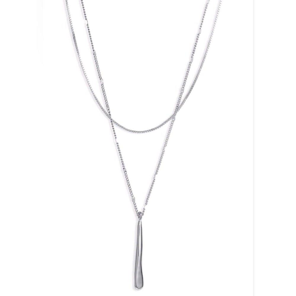 Jenny Bird Silver Layered Pendant Boho Coastal Euro Summer Minimalist Necklace